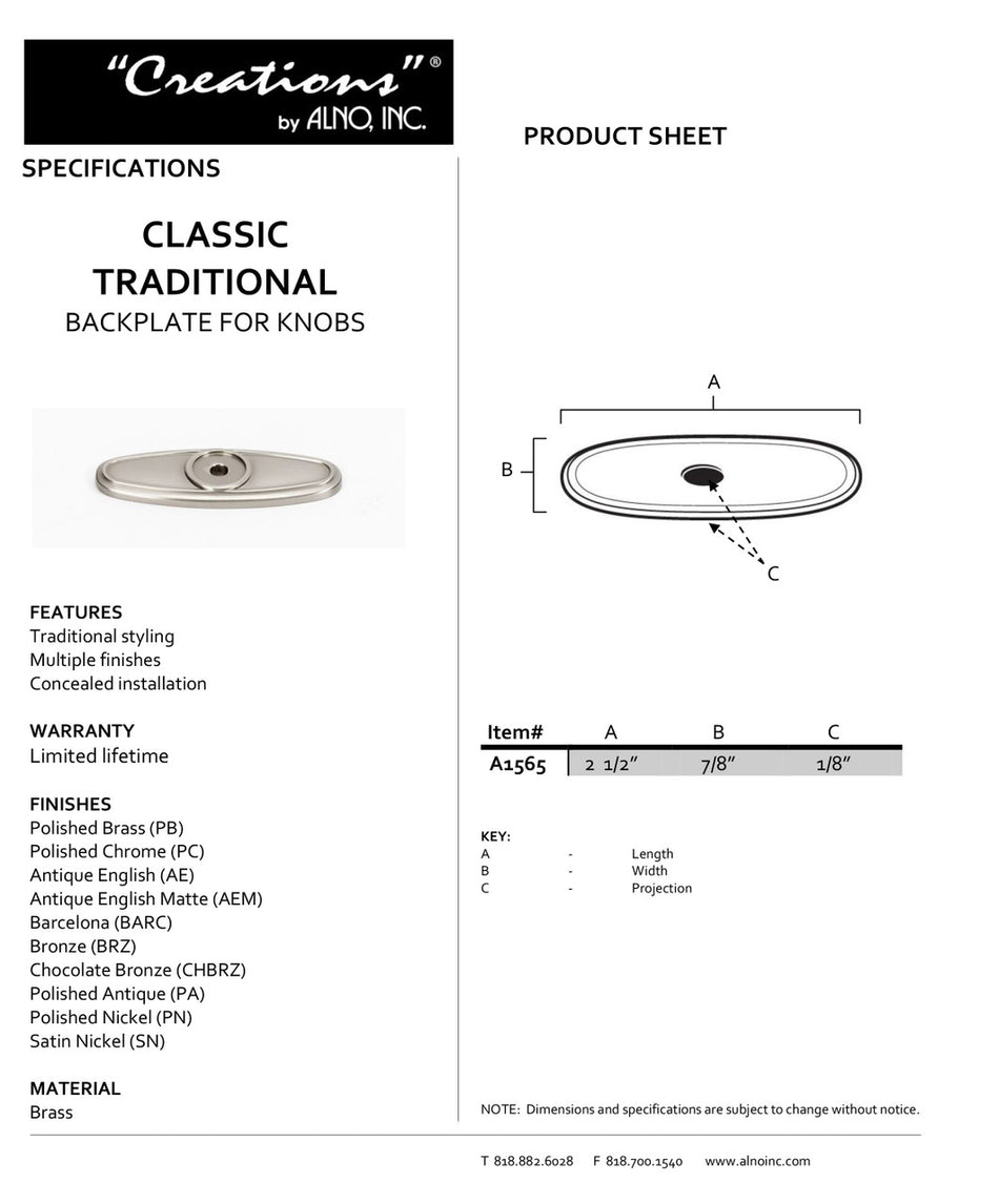 Specificaton Sheet