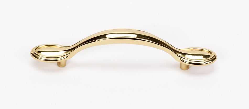 Alno A1567-35-PB/NL: 3-1/2" cc Classic Traditional Cabinet Pull - Unlacquered Brass