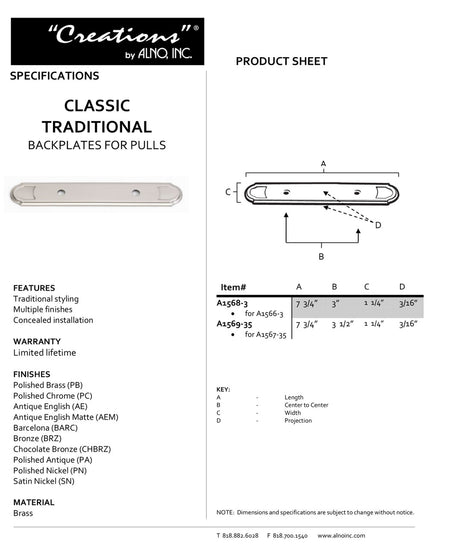 Specificaton Sheet