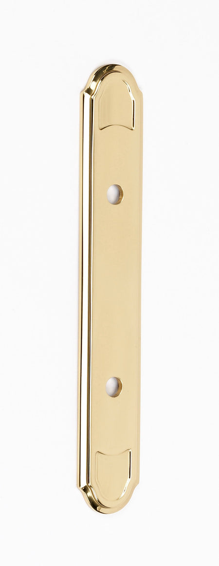 Alno A1569-35-PB/NL: 7-3/8" Classic Traditional Backplate - Unlacquered Brass