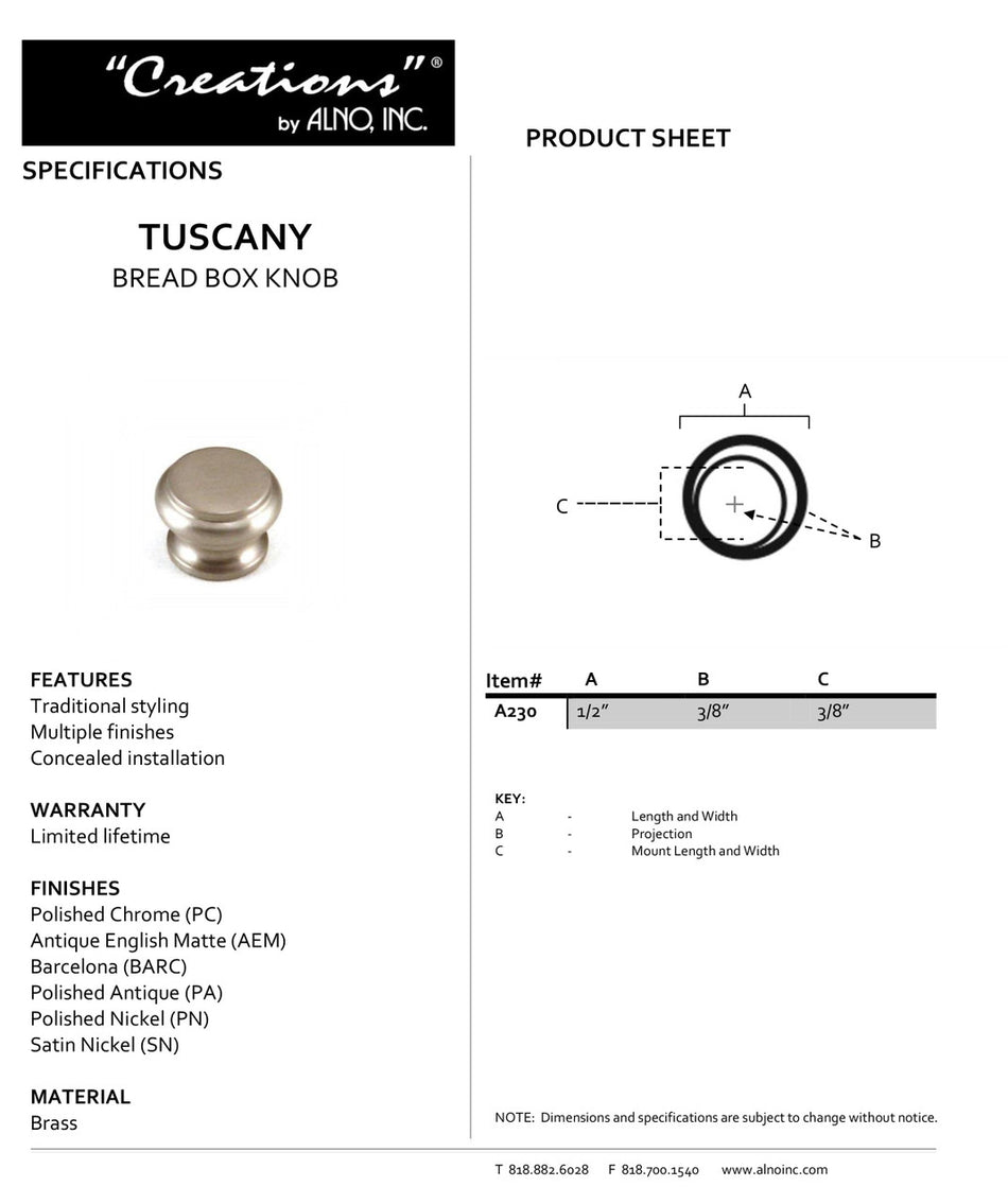 Specificaton Sheet