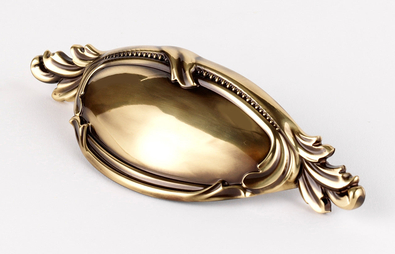 Alno A235-PA: 4" cc Hickory Cup Cabinet Pull - Polished Antique