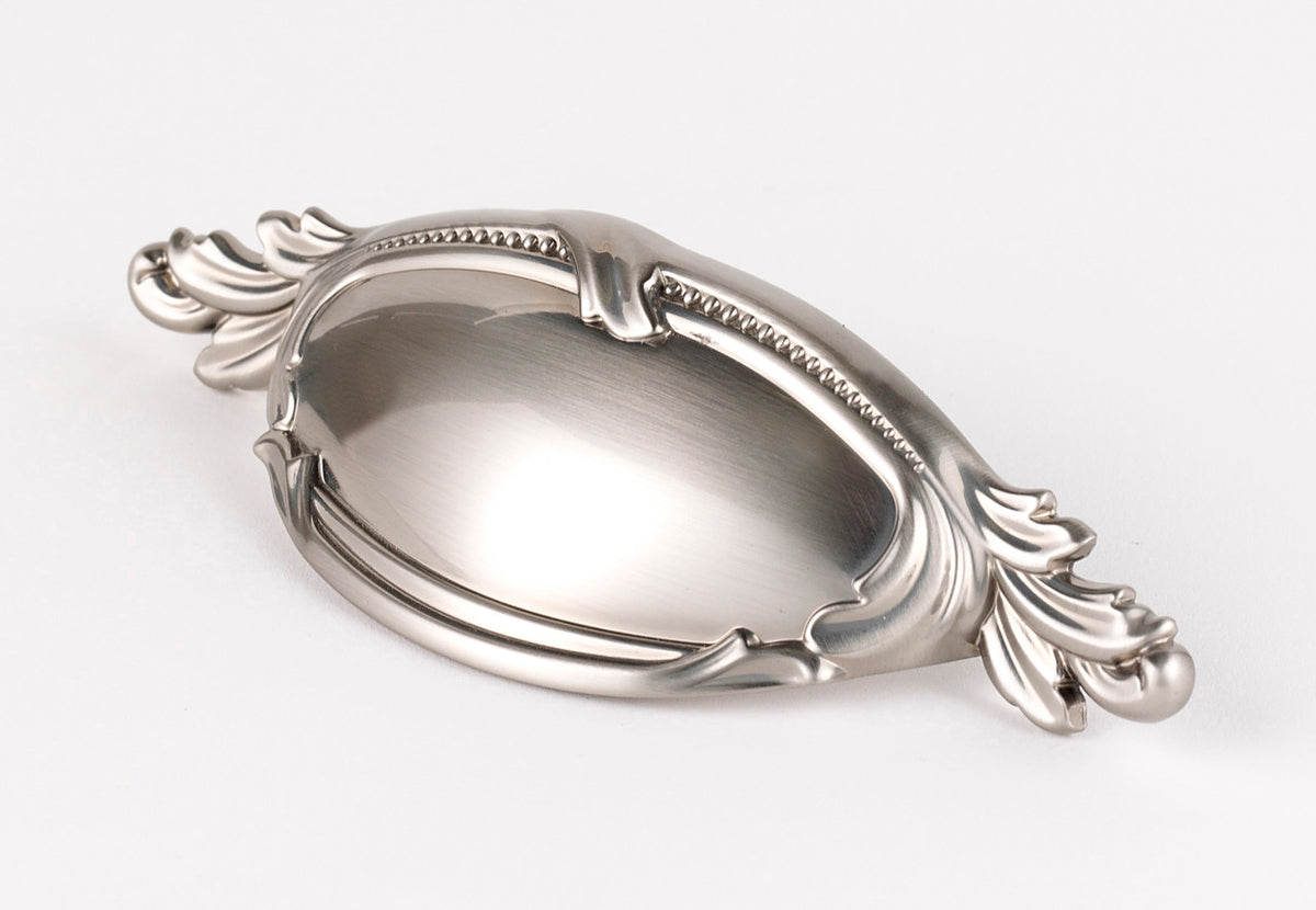 Alno A235-SN: 4" cc Hickory Cup Cabinet Pull - Satin Nickel