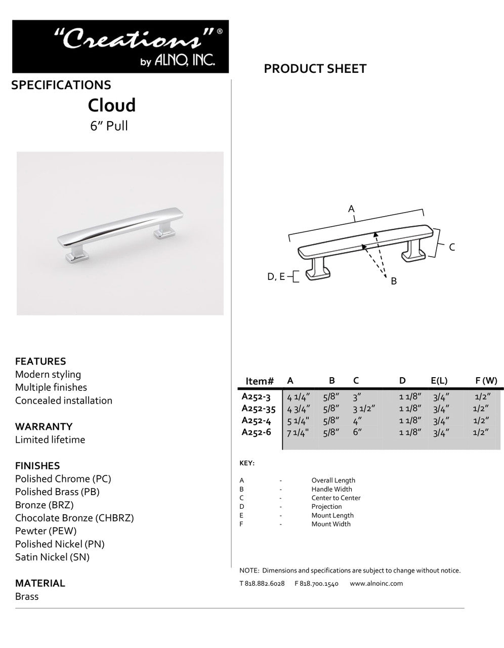 Specificaton Sheet