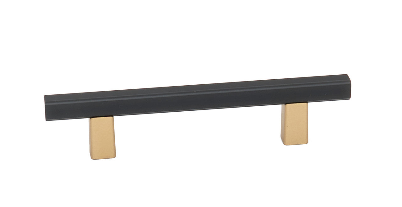 Alno A2805-35-CHP/MB: 3-1/2" cc Quadrato Smooth Bar Cabinet Pull - Champagne/Matte Black