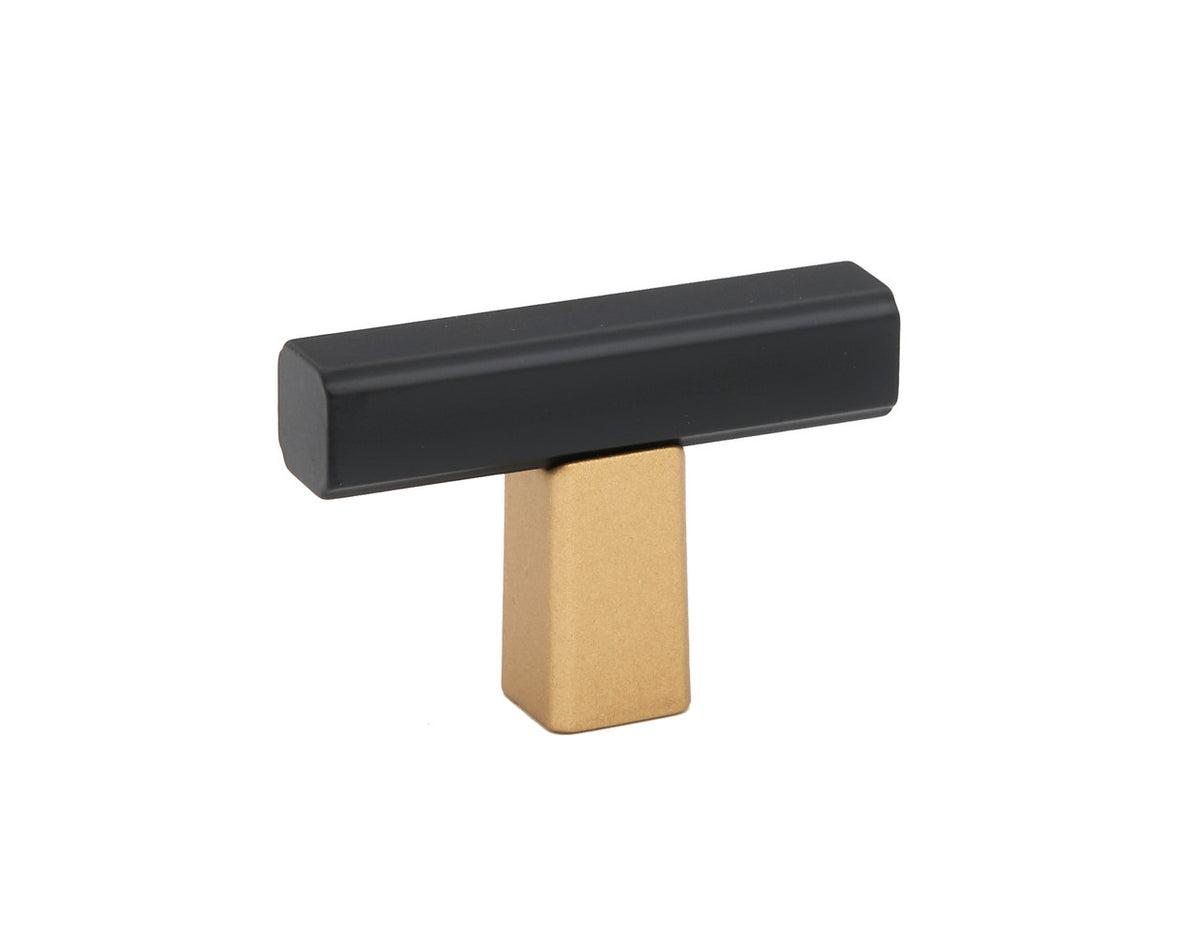 Alno A2805-CHP/MB: 1-3/4" Quadrato Smooth T-Bar Cabinet Knob - Champagne/Matte Black