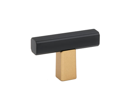Alno A2805-CHP/MB: 1-3/4" Quadrato Smooth T-Bar Cabinet Knob - Champagne/Matte Black