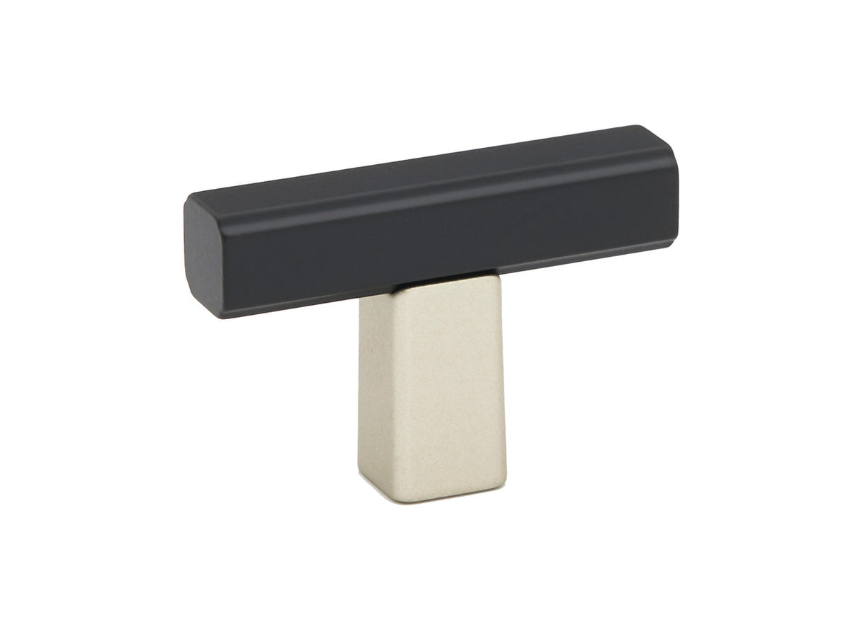 Alno A2805-MN/MB: 1-3/4" Quadrato Smooth T-Bar Cabinet Knob - Matte Nickel/Matte Black