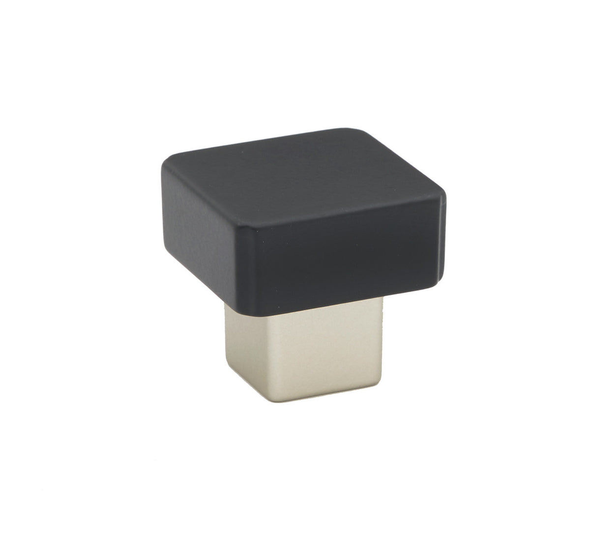 Alno A2855-MN/MB: 1-1/4" Quadrato Square Smooth Cabinet Knob - Matte Nickel/Matte Black