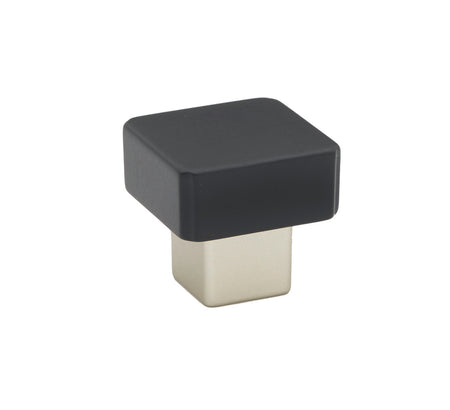 Alno A2855-MN/MB: 1-1/4" Quadrato Square Smooth Cabinet Knob - Matte Nickel/Matte Black