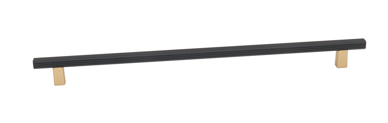 Alno A2905-12-CHP/MB: 12" cc Quadrato Grooved Bar Cabinet Pull - Champagne/Matte Black