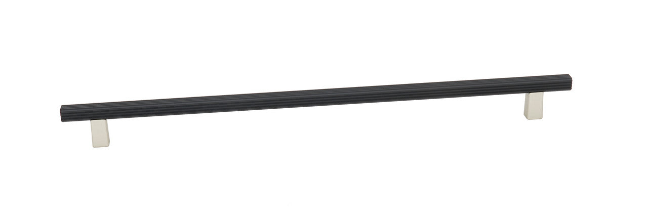 Alno A2905-12-MN/MB: 12" cc Quadrato Grooved Bar Cabinet Pull - Matte Nickel/Matte Black