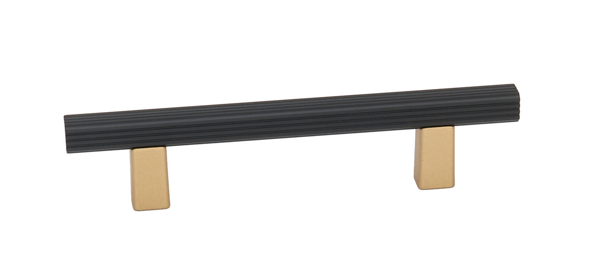Alno A2905-3-CHP/MB: 3" cc Quadrato Grooved Bar Cabinet Pull - Champagne/Matte Black