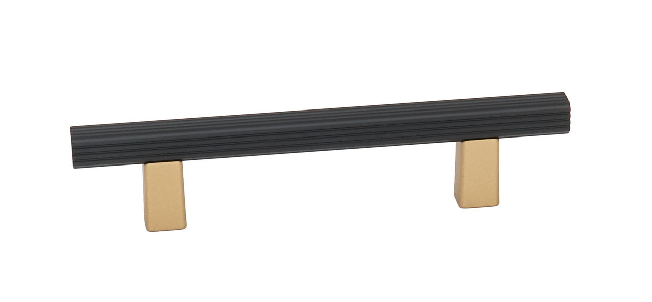 Alno A2905-3-CHP/MB: 3" cc Quadrato Grooved Bar Cabinet Pull - Champagne/Matte Black