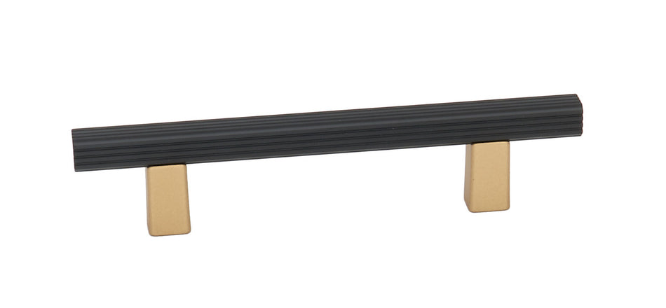 Alno A2905-35-CHP/MB: 3-1/2" cc Quadrato Grooved Bar Cabinet Pull - Champagne/Matte Black