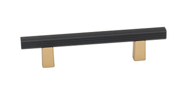 Alno A2905-35-CHP/MB: 3-1/2" cc Quadrato Grooved Bar Cabinet Pull - Champagne/Matte Black
