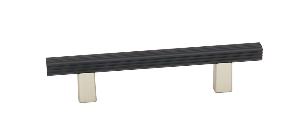 Alno A2905-35-MN/MB: 3-1/2" cc Quadrato Grooved Bar Cabinet Pull - Matte Nickel/Matte Black