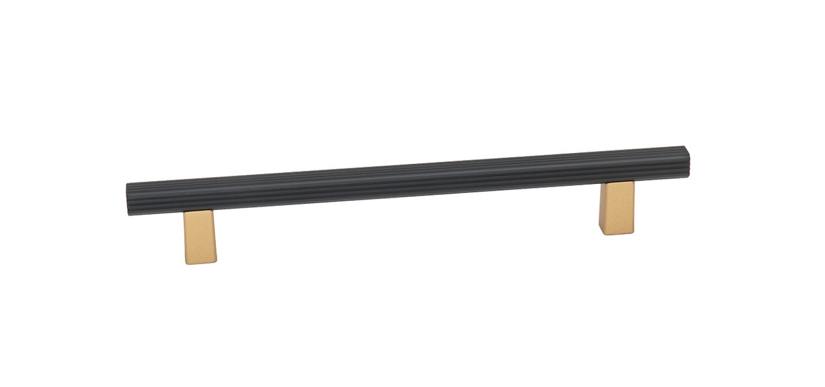 Alno A2905-6-CHP/MB: 6" cc Quadrato Grooved Bar Cabinet Pull - Champagne/Matte Black
