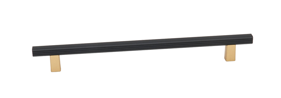 Alno A2905-8-CHP/MB: 8" cc Quadrato Grooved Bar Cabinet Pull - Champagne/Matte Black