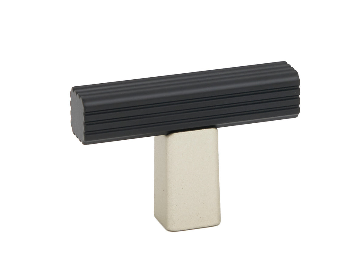 Alno A2905-MN/MB: 1-3/4" Quadrato Grooved T-Bar Cabinet Knob - Matte Nickel/Matte Black