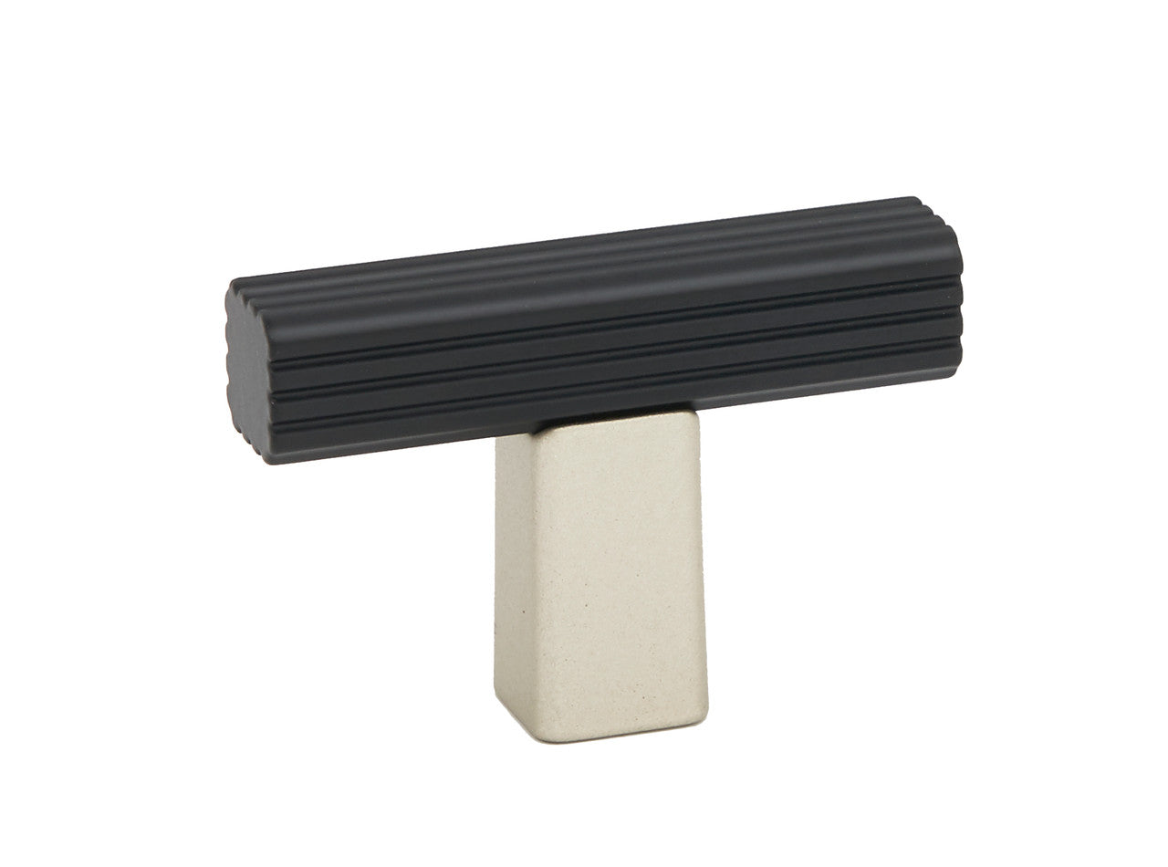 Alno A2905-MN/MB: 1-3/4" Quadrato Grooved T-Bar Cabinet Knob - Matte Nickel/Matte Black