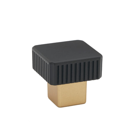 Alno A2955-CHP/MB: 1-1/4" Quadrato Square Grooved  Cabinet Knob - Champagne/Matte Black