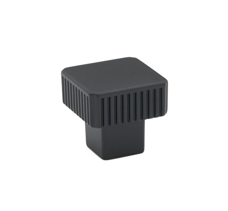 Alno A2955-MB: 1-1/4" Quadrato Square Grooved  Cabinet Knob - Matte Black