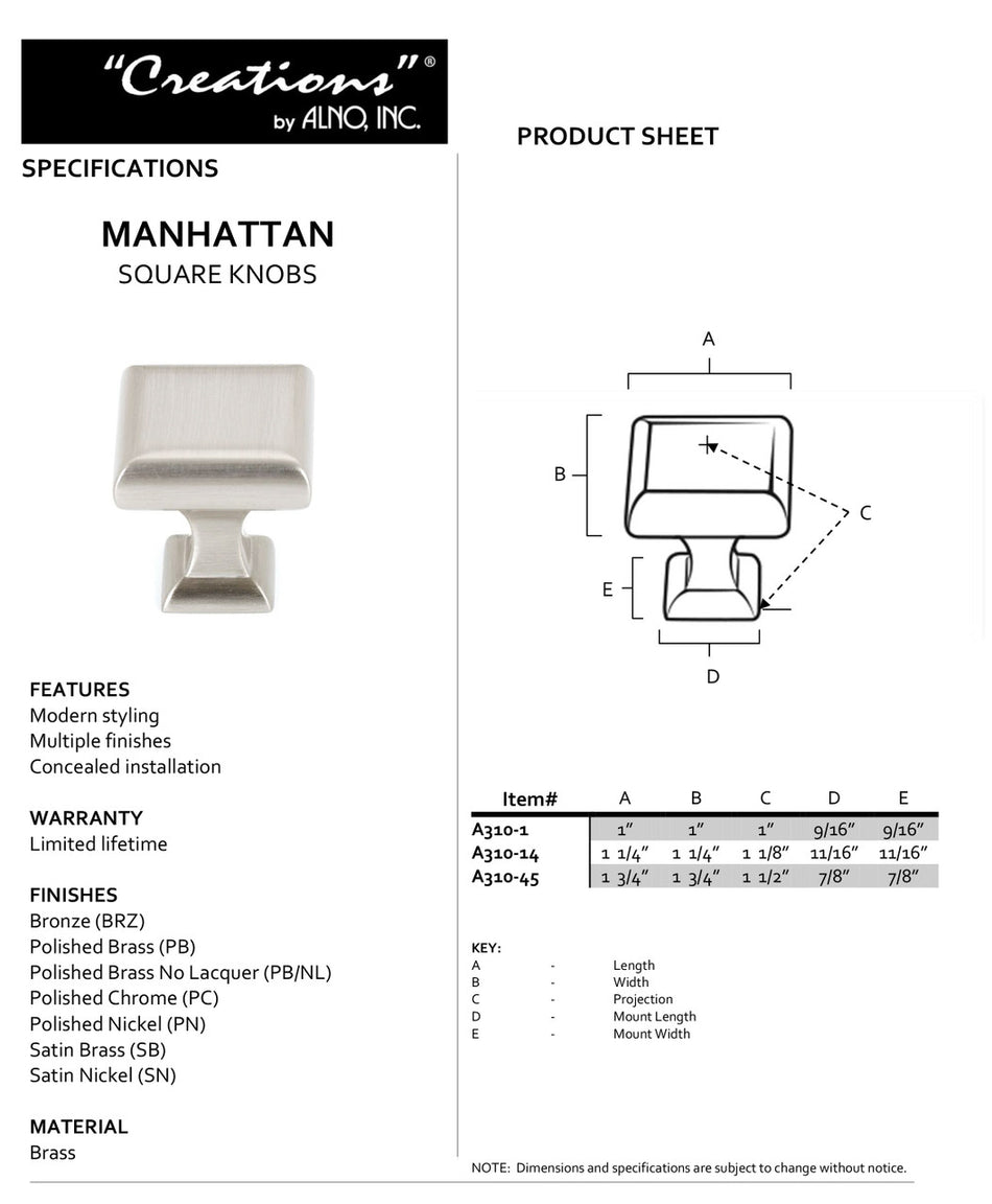 Specificaton Sheet