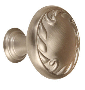 Alno A3650-14-SN: 1-1/4" Ornate Cabinet Knob - Satin Nickel