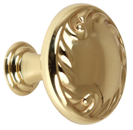 Alno A3650-38-PB/NL: 1-1/2" Ornate Cabinet Knob - Unlacquered Brass