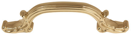 Alno A3650-4-PB/NL: 4" cc Ornate Cabinet Pull - Unlacquered Brass