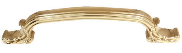 Alno A3650-6-PB/NL: 6" cc Ornate Cabinet Pull - Unlacquered Brass