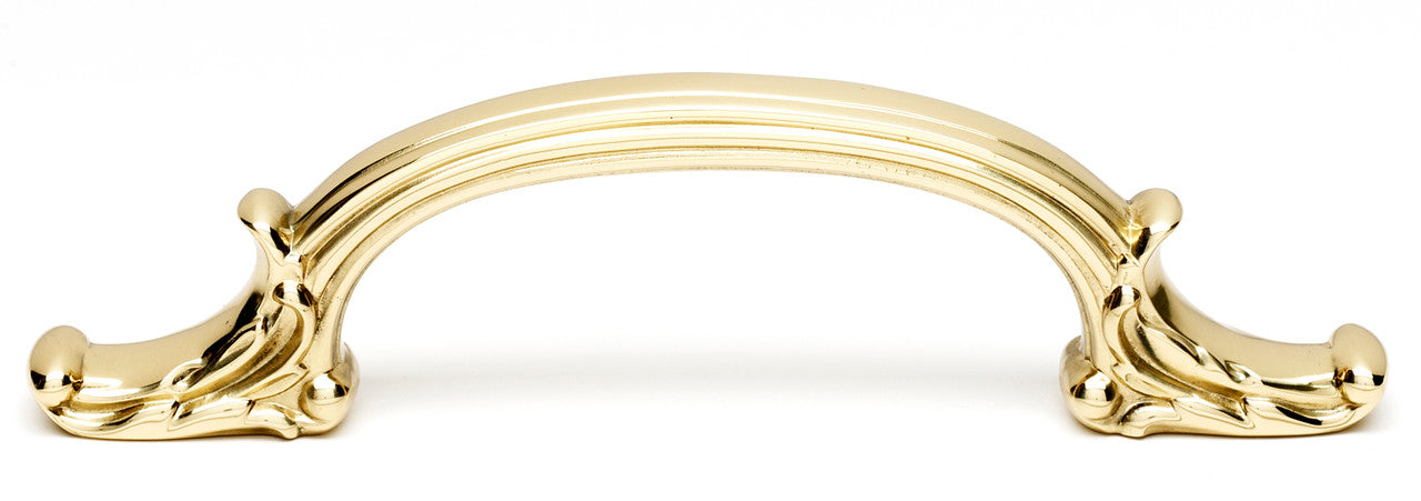 Alno A3650-PB/NL: 4-3/4" cc Ornate Cabinet Pull - Unlacquered Brass