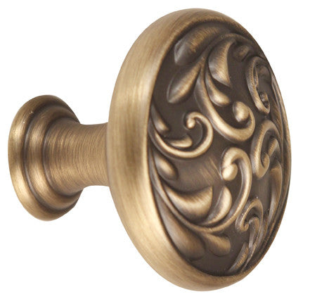 Alno A3651-14-AEM: 1-1/4" Ornate Cabinet Knob - Antique English Matte