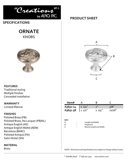 Specificaton Sheet