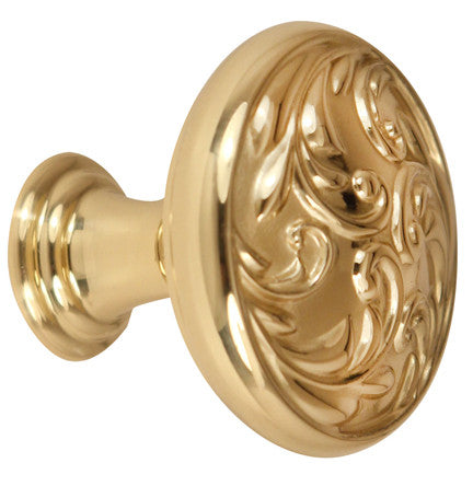 Alno A3651-38-PB: 1-1/2" Ornate Cabinet Knob - Polished Brass