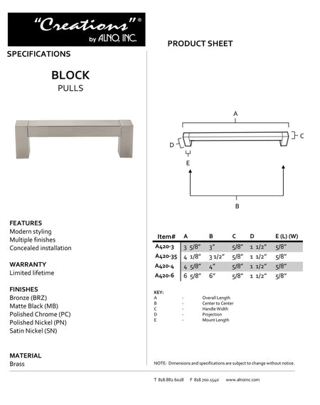 Specificaton Sheet
