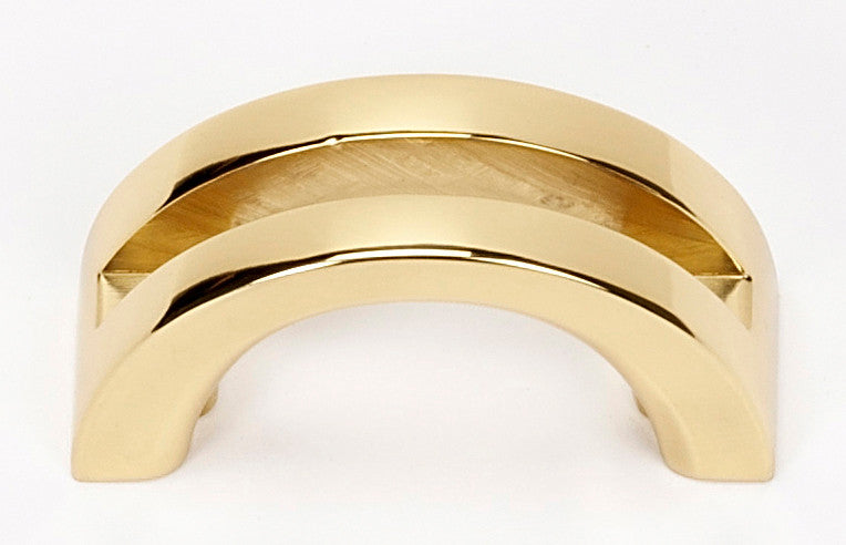 Alno A421-PB/NL: 1-1/2" Slit Top Cabinet Pull - Unlacquered Brass