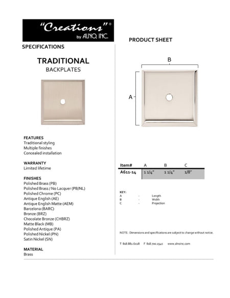 Specificaton Sheet