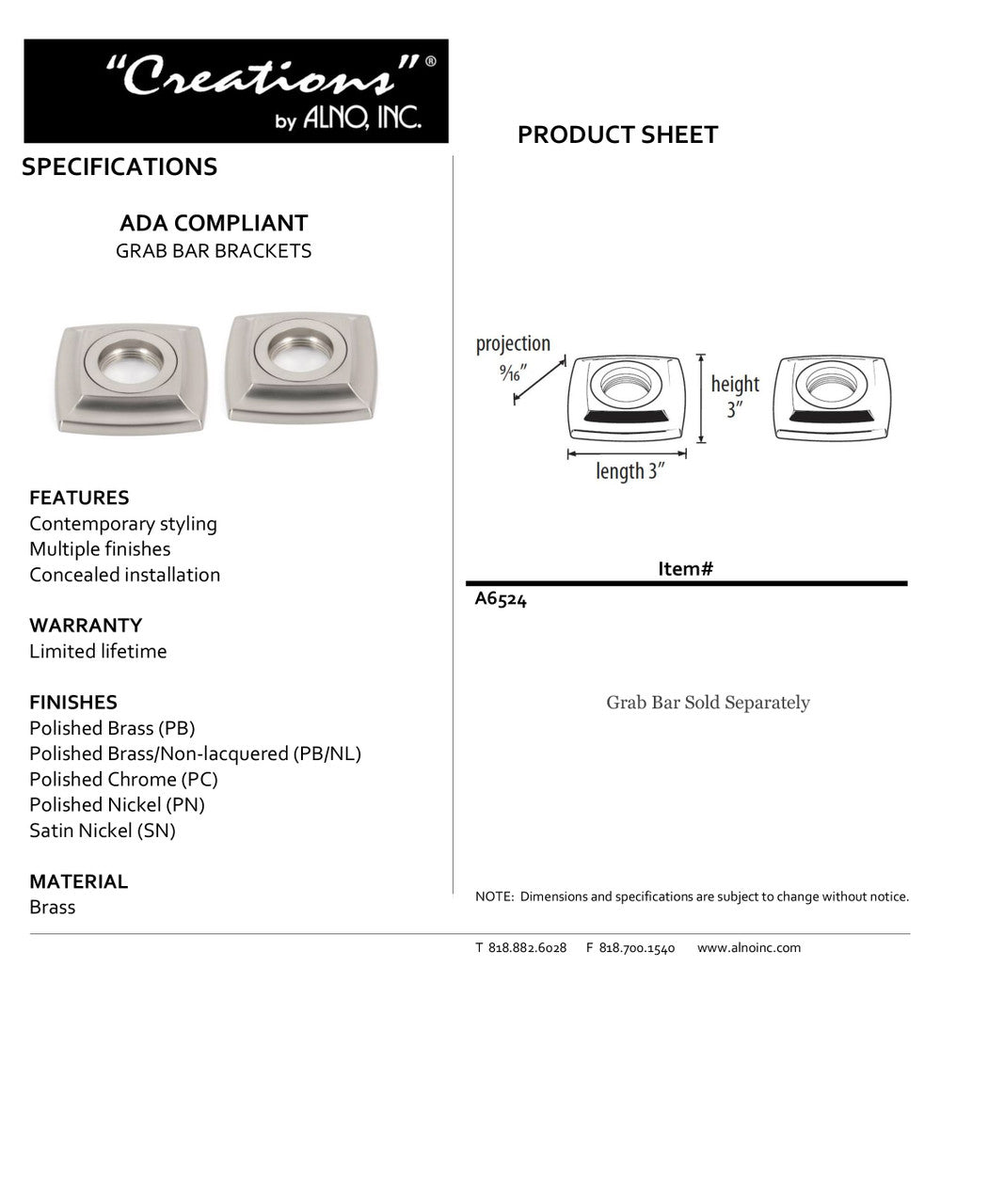 Specificaton Sheet