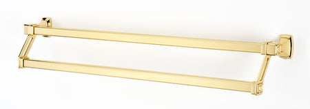 Alno A6525-25-PB/NL: 25" cc Cube Double Towel Bar - Unlacquered Brass
