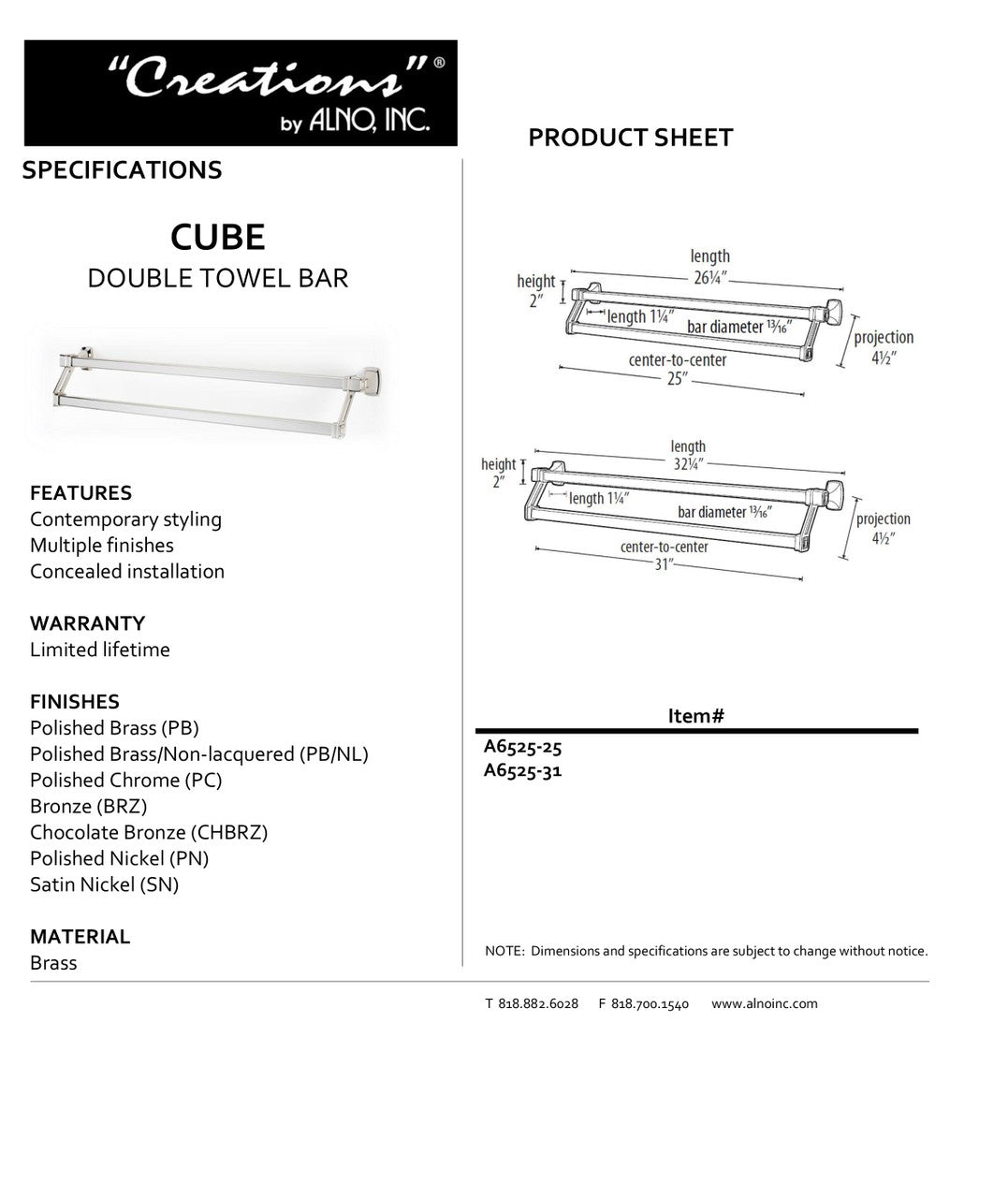 Specificaton Sheet
