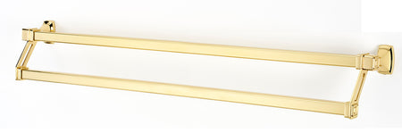 Alno A6525-31-PB/NL: 31" cc Cube Double Towel Bar - Unlacquered Brass