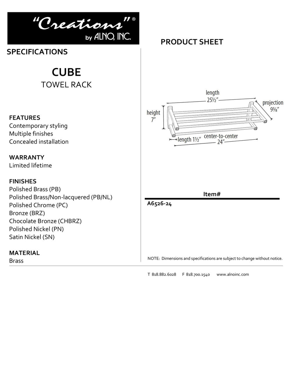 Specificaton Sheet
