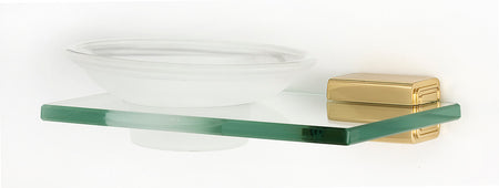Alno A6530-PB/NL: Cube Soap Holder w/Dish - Unlacquered Brass