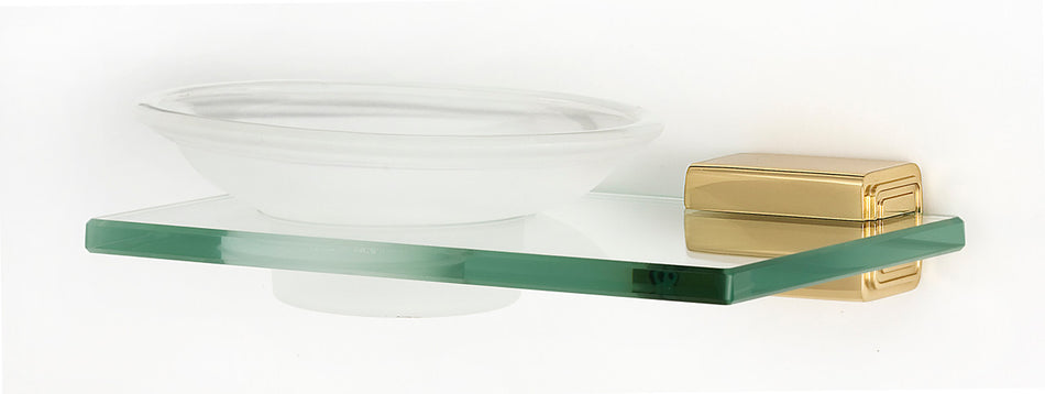 Alno A6530-PB/NL: Cube Soap Holder w/Dish - Unlacquered Brass