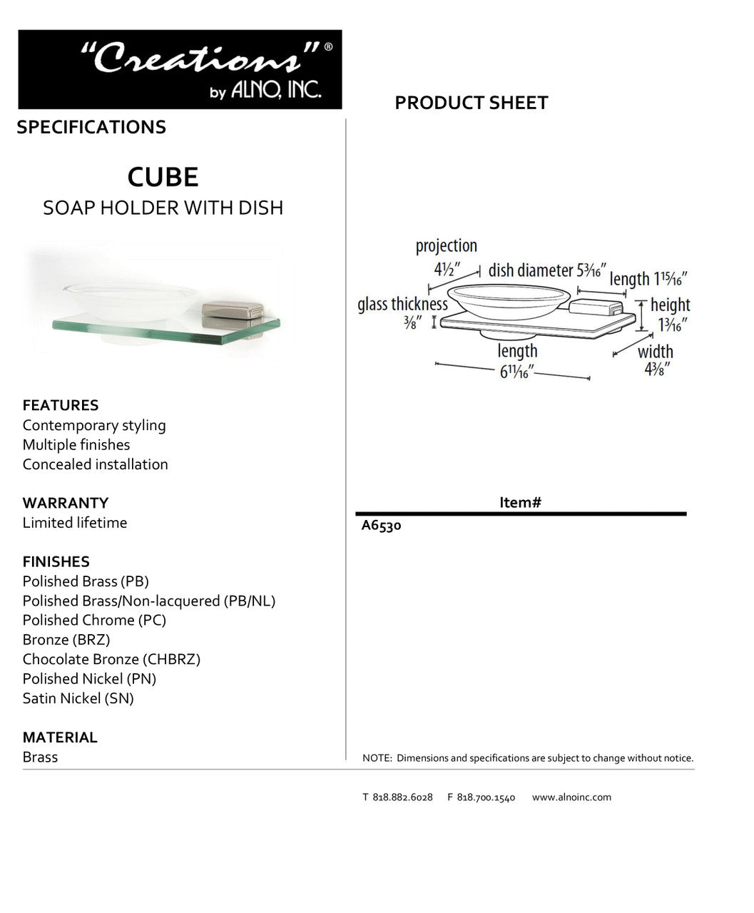 Specificaton Sheet