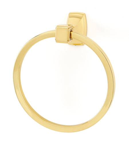 Alno A6540-PB: 6" Cube Towel Ring - Polished Brass