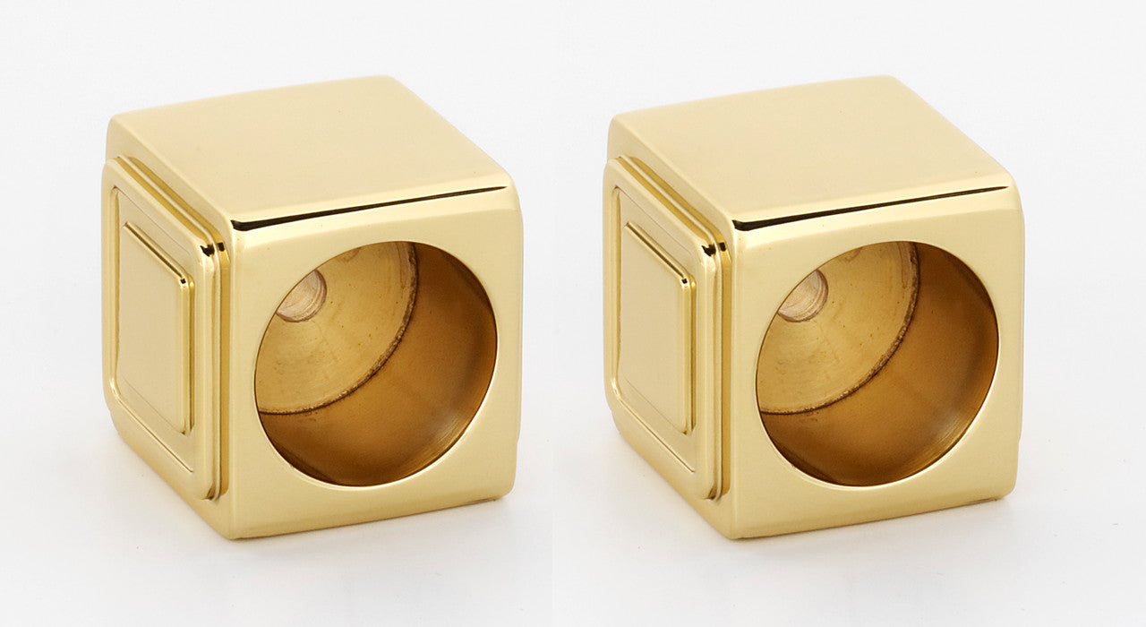Alno A6546-PB/NL: Cube Shower Rod Mounting Brackets (pair) - Unlacquered Brass