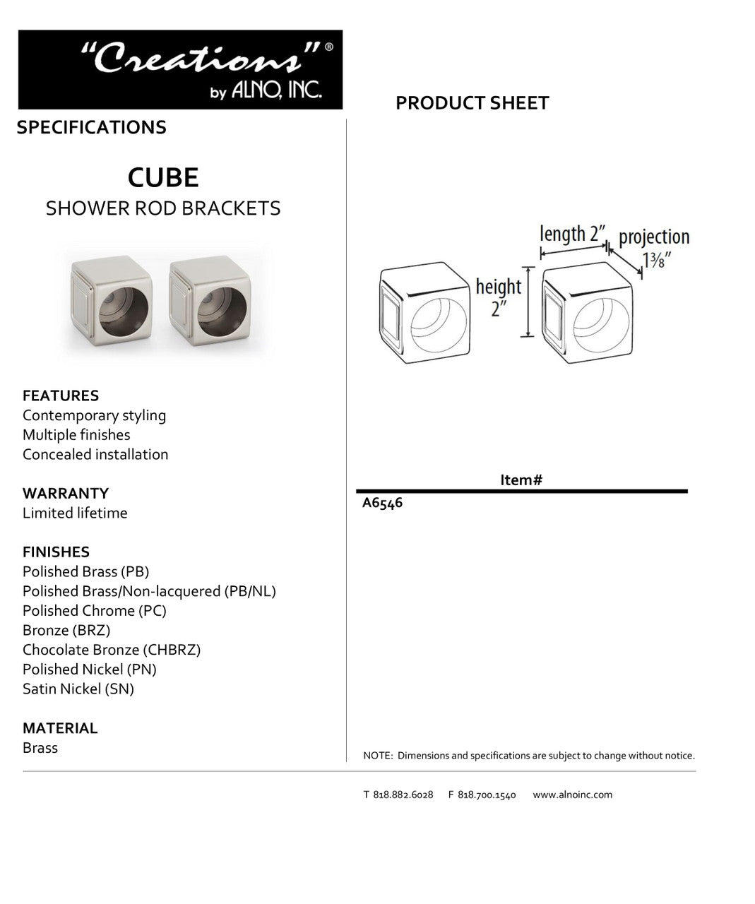 Specificaton Sheet